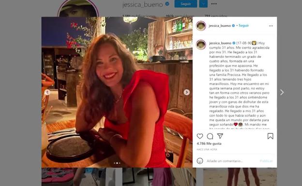 Jessica Bueno hace balance de su vida en su 31 cumpleaños y desvela cuál ha sido su mayor regalo